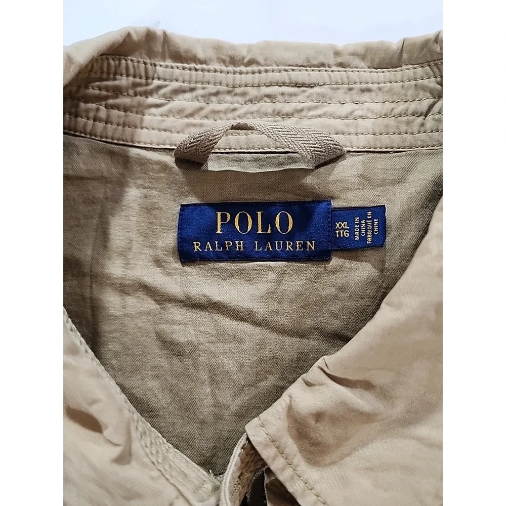 Vintage POLO RALPH LAUREN Small Pony Full Zip Bomber Jacket 90s Light Brown 2XL‎